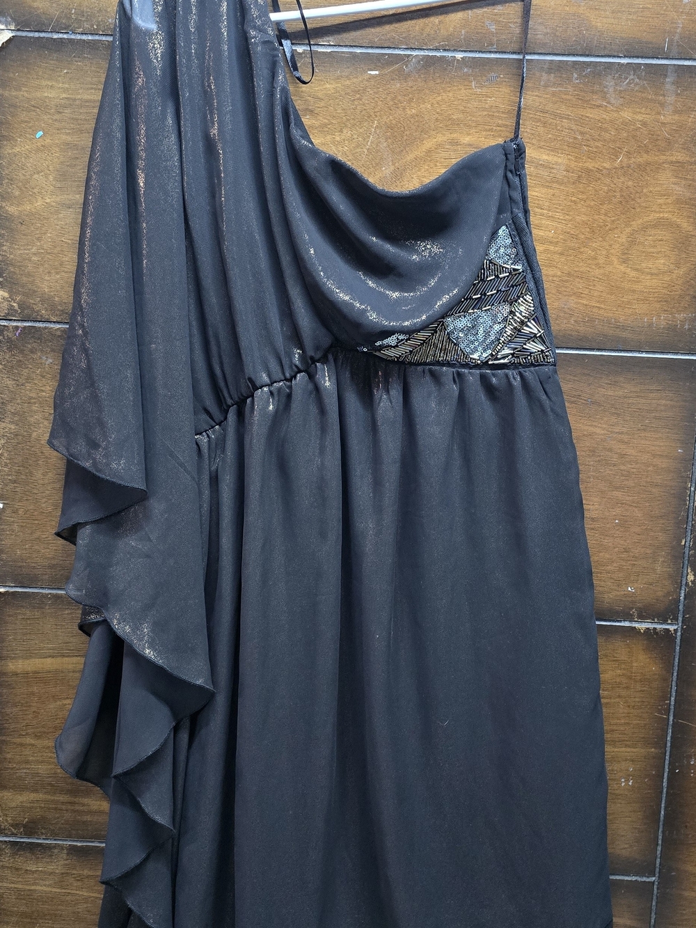 As U Wish Black One-Shoulder Beaded Cocktail Dresssz 7